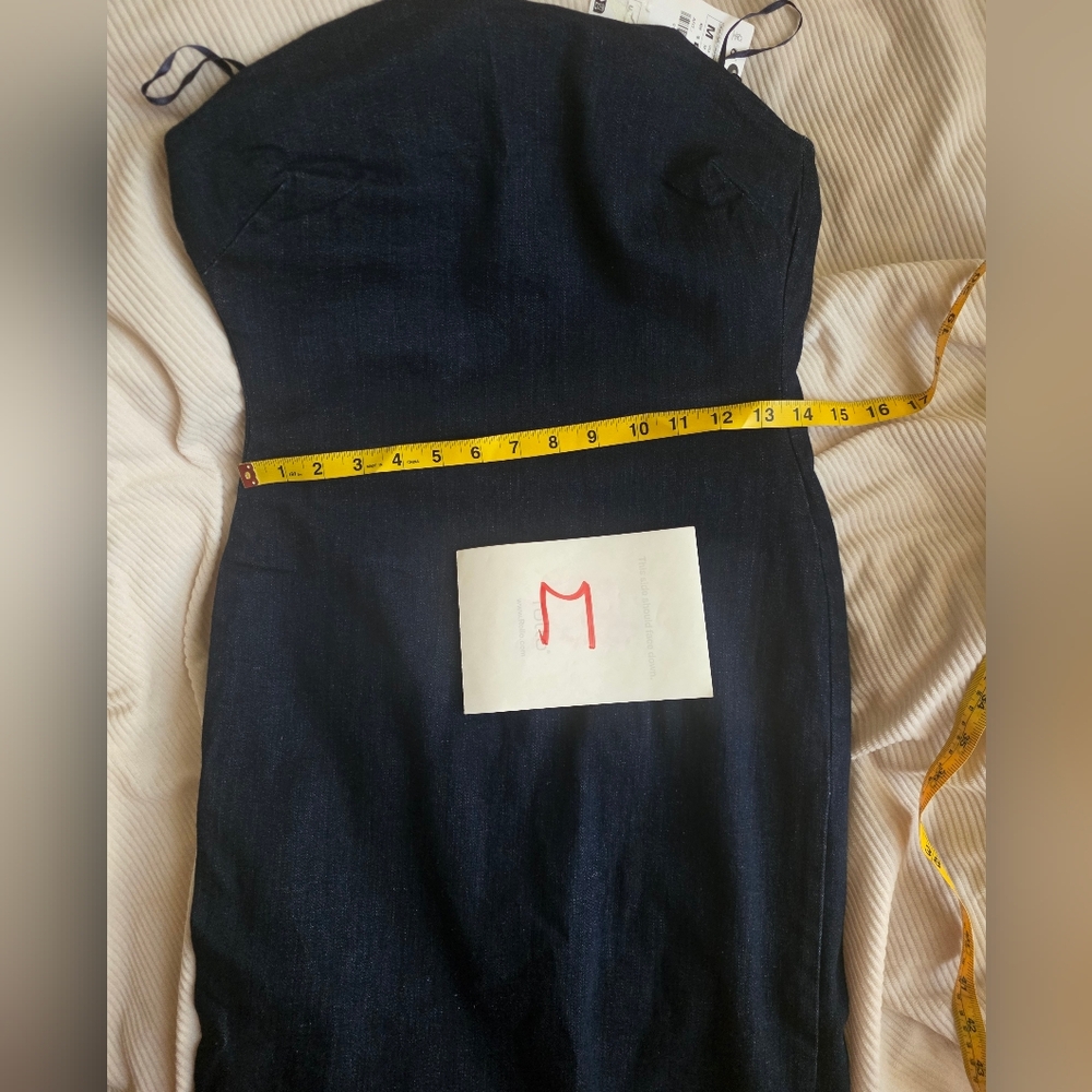 Zara denim strapless midi dress blue BNWT - Picture 6 of 15